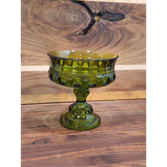 Indiana Glass Other - Indiana Glass Pedestal Compote - King's Crown Thumbprint Pattern
